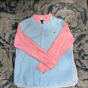 Vineyard Vines Light Blue and Pink Button Down Shirt